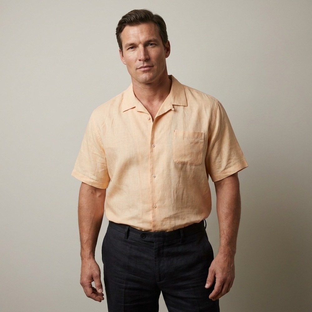 Tommy Bahama Mens XXL Peach Linen Blend Camp Shirt Quiet Luxury Resort‎ Vacation